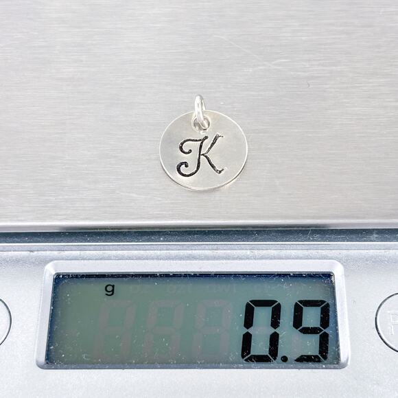 Vintage Sterling Silver 925 | Round "K" Letter Disk Charm - Picture 6 of 7
